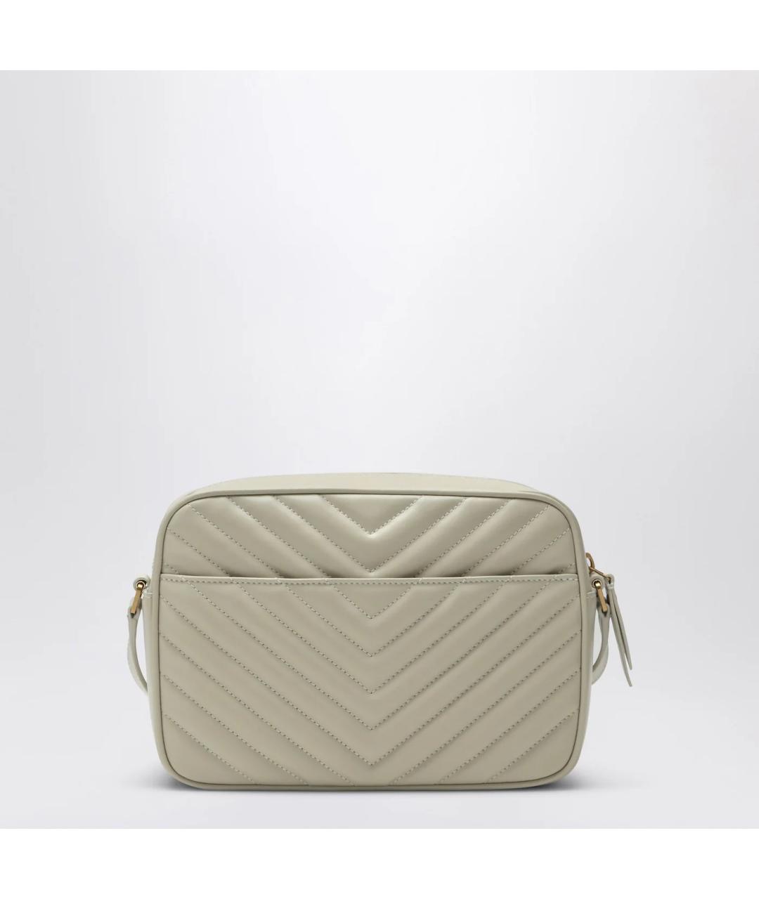 SAINT LAURENT Бежевая кожаная сумка через плечо, фото 2