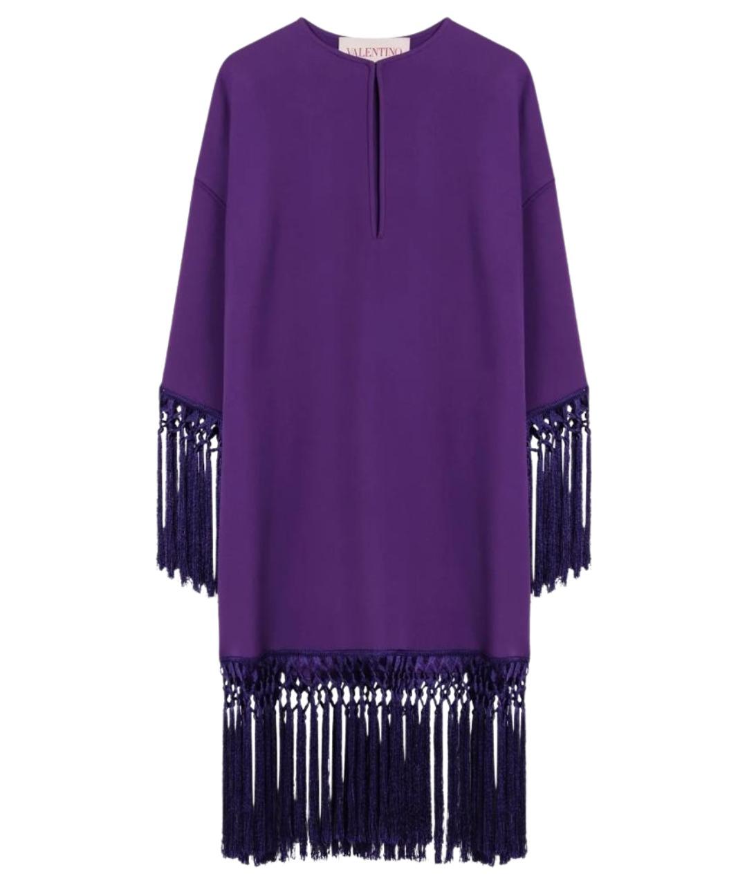 VALENTINO Фиолетовое шерстяное коктейльное платье, фото 1