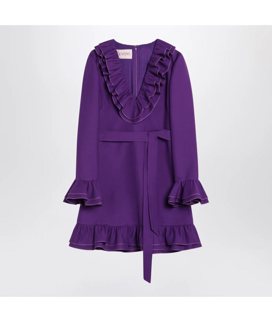 VALENTINO Фиолетовое шерстяное повседневное платье, фото 3