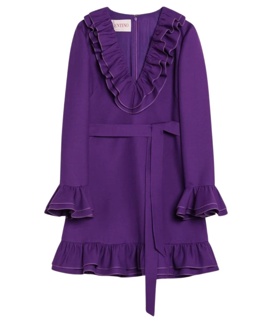 VALENTINO Фиолетовое шерстяное повседневное платье, фото 1