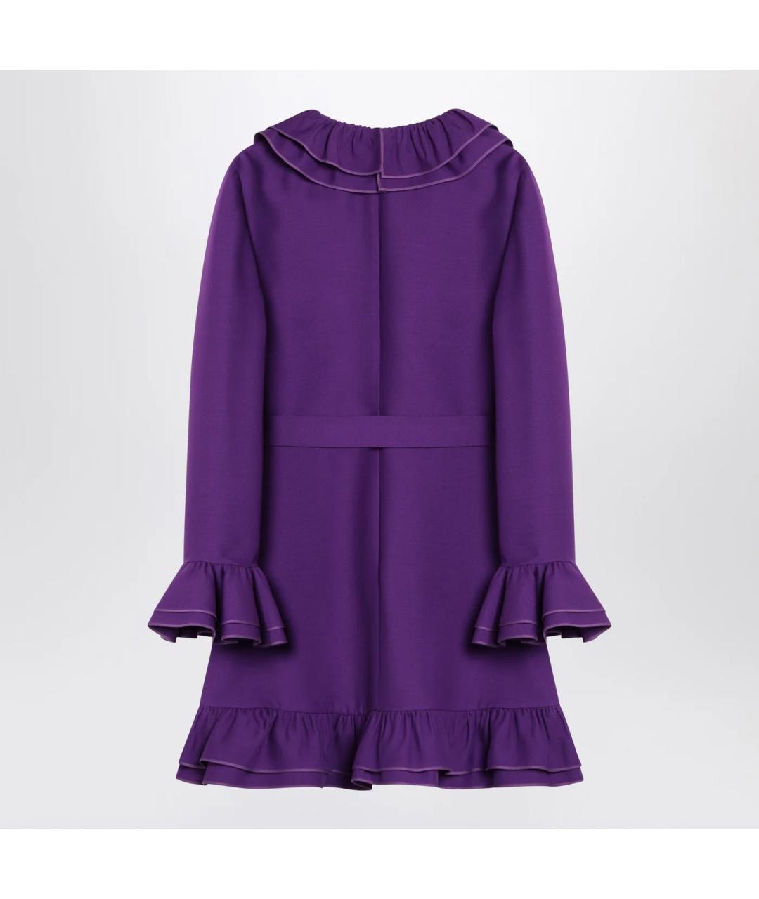 VALENTINO Фиолетовое шерстяное повседневное платье, фото 2