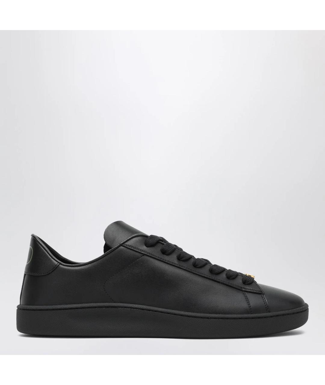 VALENTINO Черные кожаные низкие кроссовки / кеды, фото 3