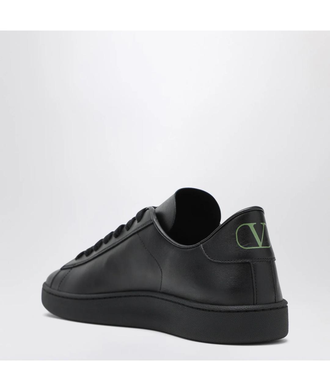 VALENTINO Черные кожаные низкие кроссовки / кеды, фото 2