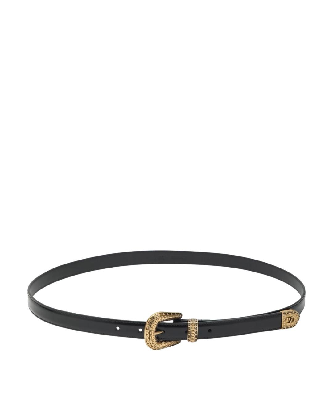 VALENTINO Черный кожаный ремень, фото 1