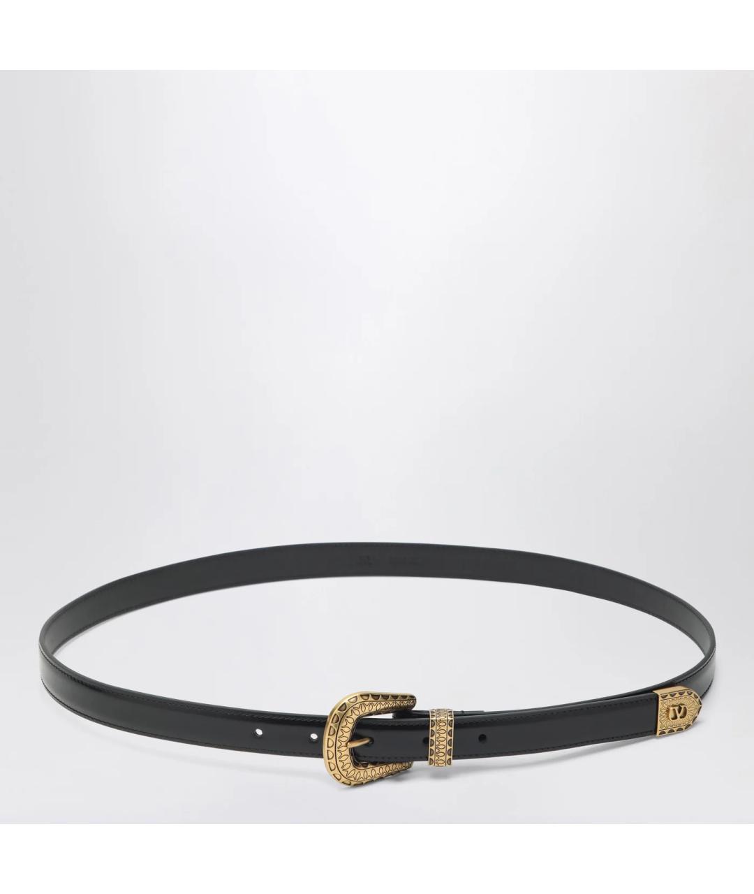 VALENTINO Черный кожаный ремень, фото 3