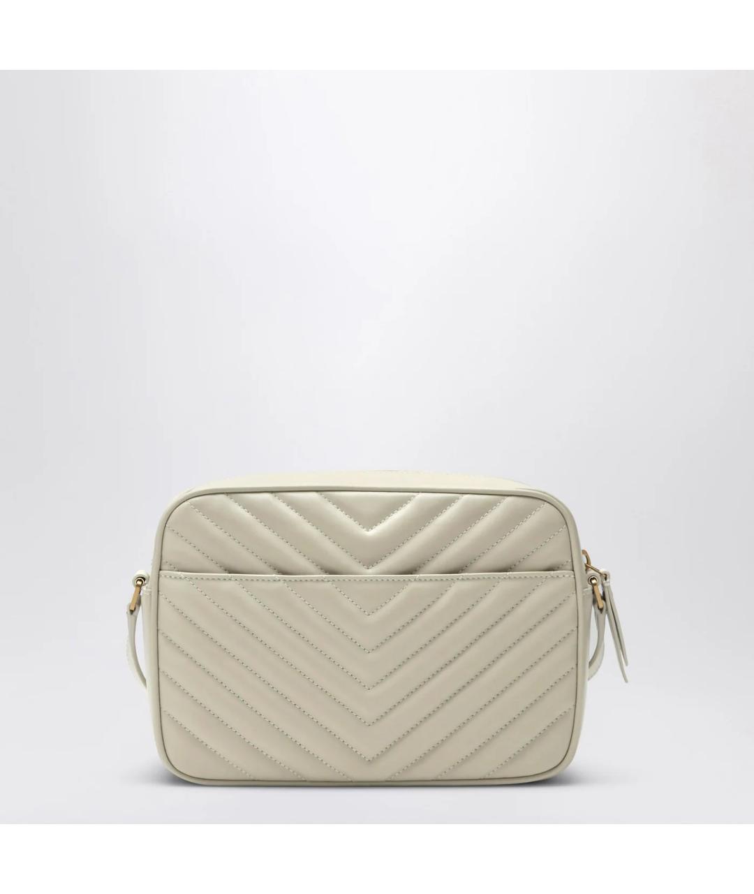 SAINT LAURENT Бежевая кожаная сумка через плечо, фото 2