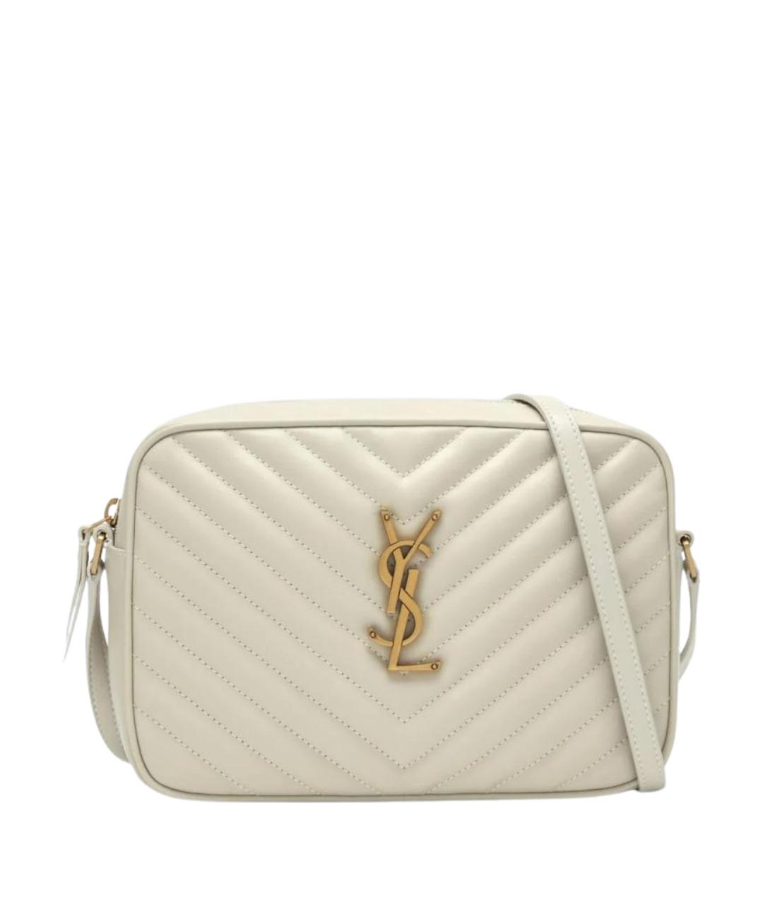 SAINT LAURENT Бежевая кожаная сумка через плечо, фото 1