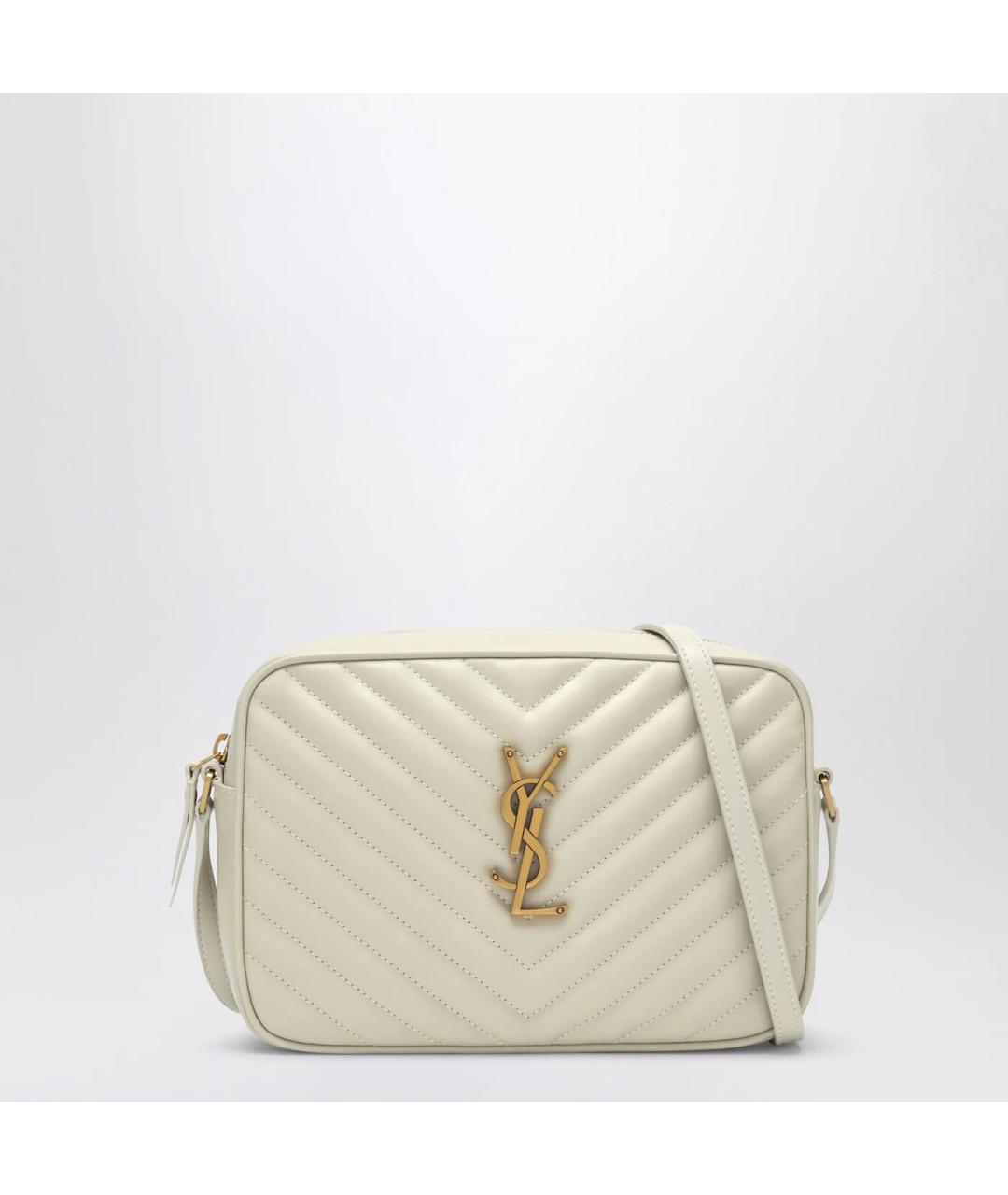 SAINT LAURENT Бежевая кожаная сумка через плечо, фото 3