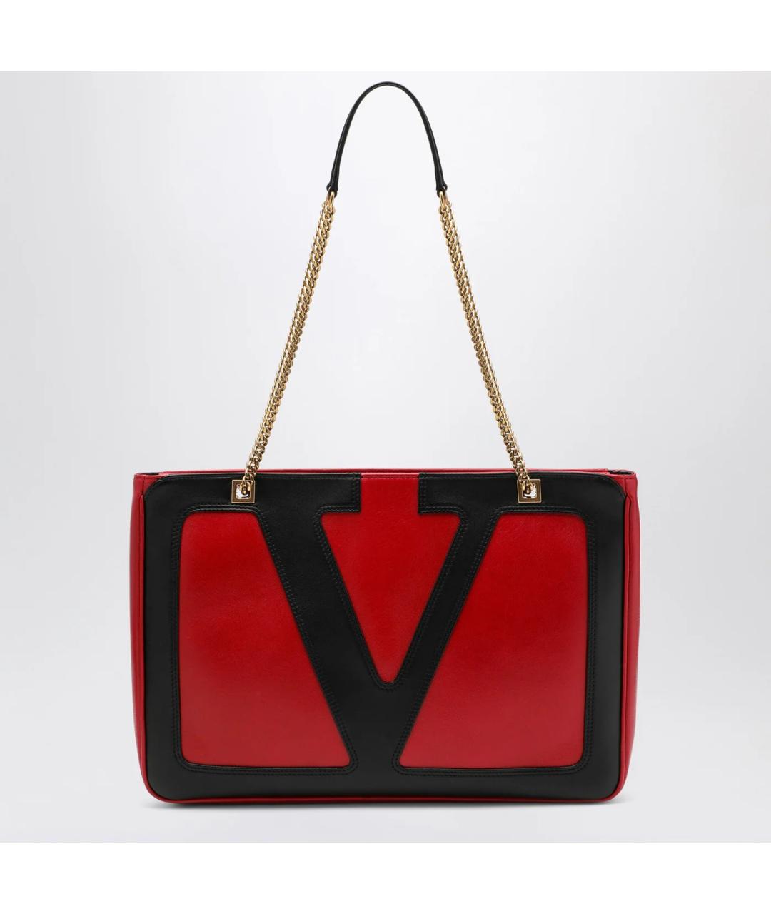 VALENTINO Красная кожаная сумка тоут, фото 3