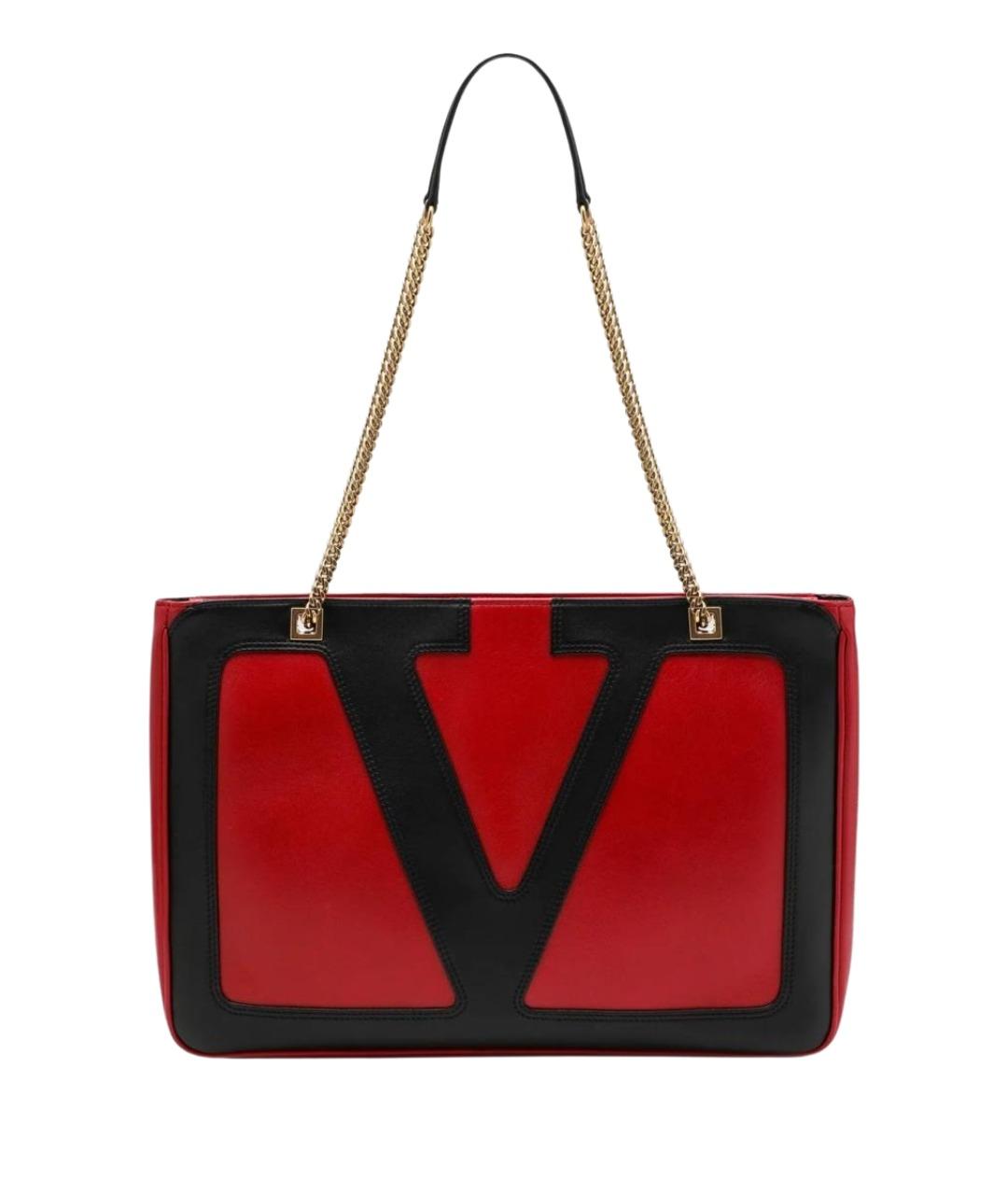 VALENTINO Красная кожаная сумка тоут, фото 1