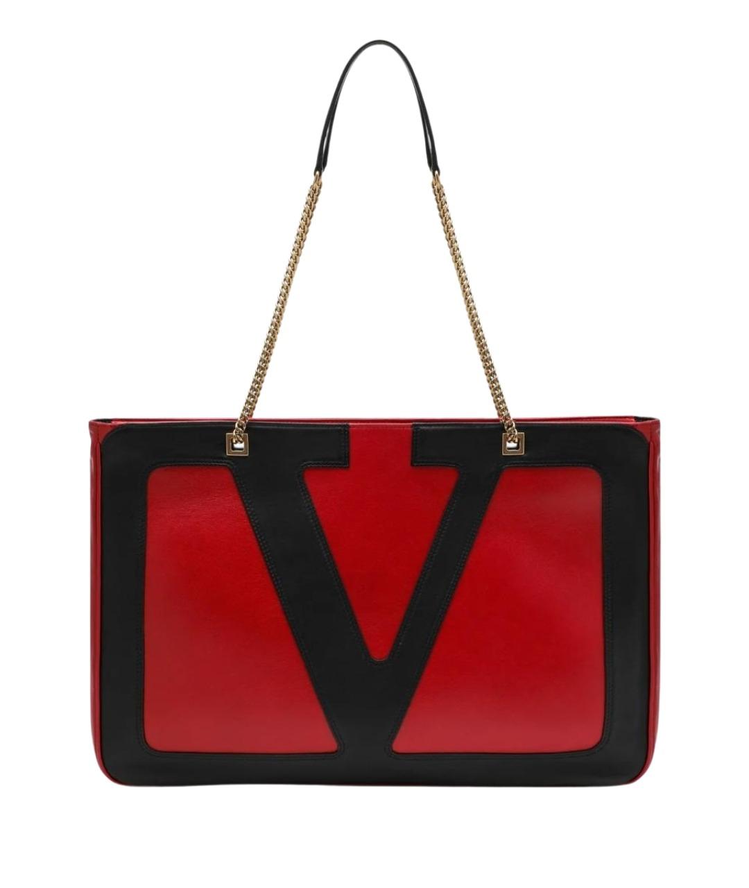 VALENTINO Красная кожаная сумка тоут, фото 1