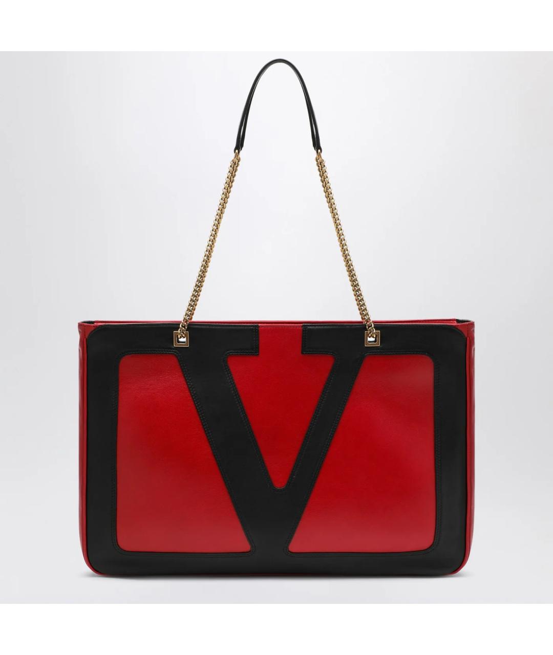 VALENTINO Красная кожаная сумка тоут, фото 3