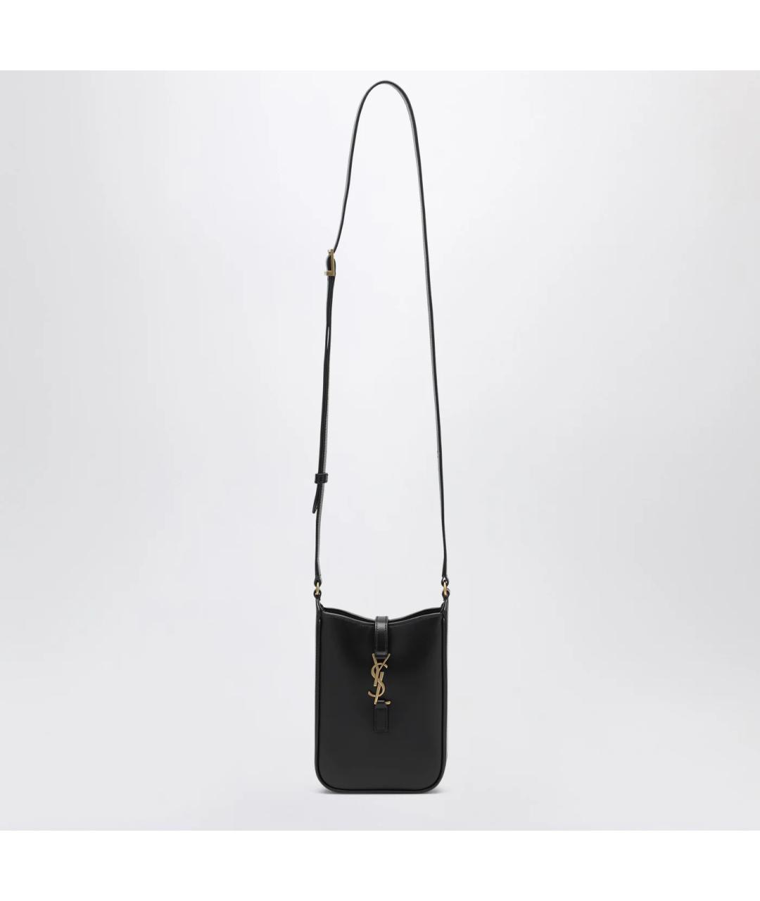SAINT LAURENT Черная кожаная сумка через плечо, фото 3