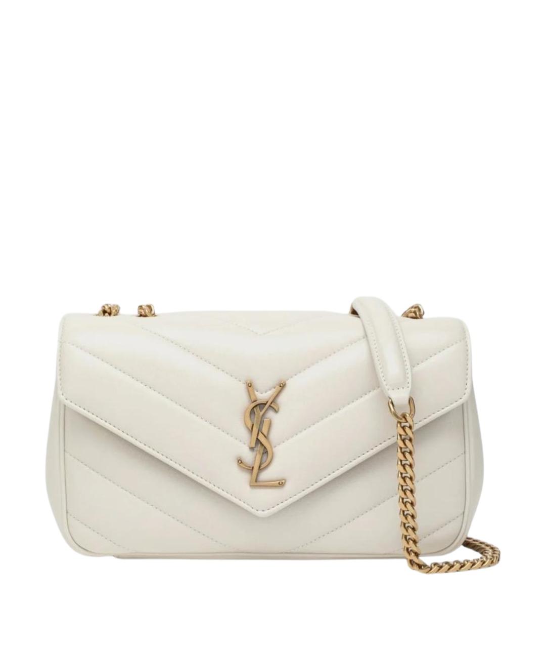 SAINT LAURENT Бежевая кожаная сумка через плечо, фото 1