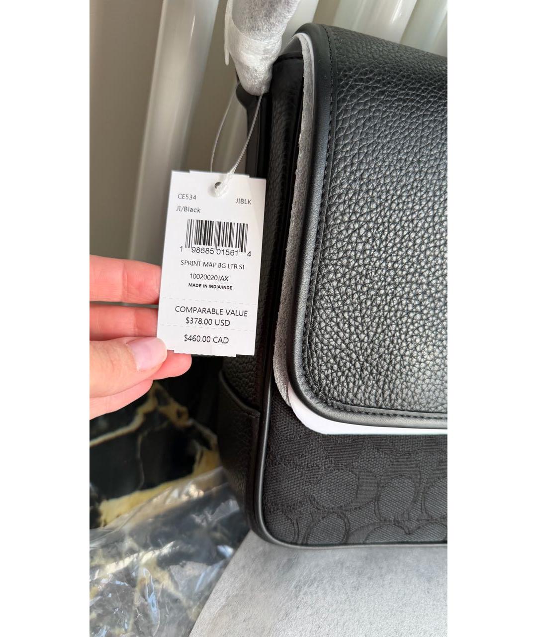 COACH Черная кожаная барсетка, фото 7