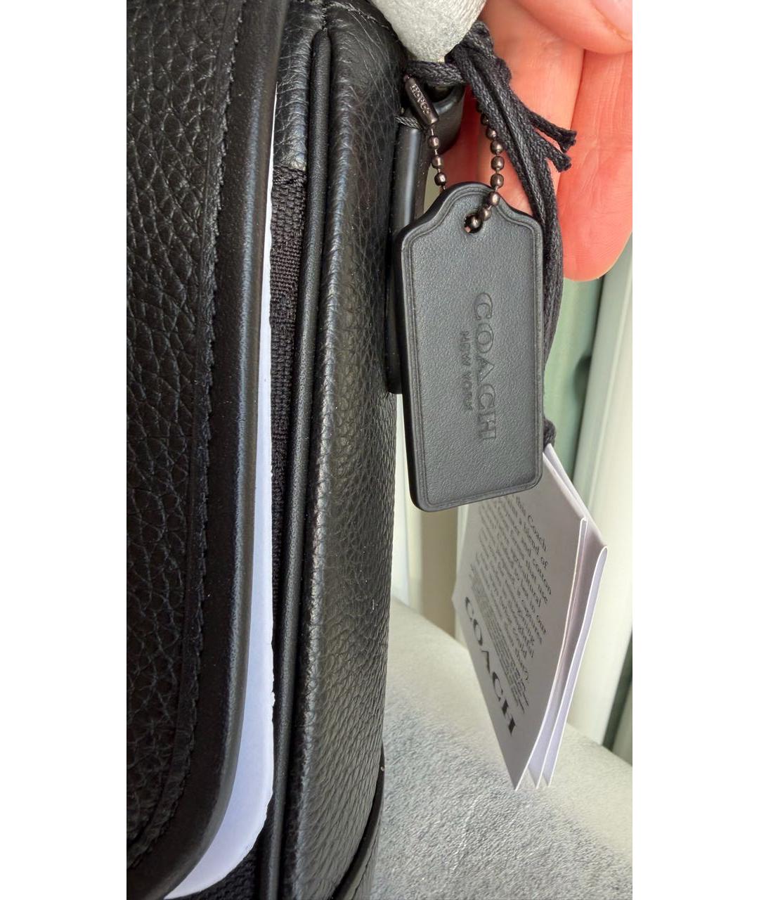 COACH Черная кожаная барсетка, фото 8