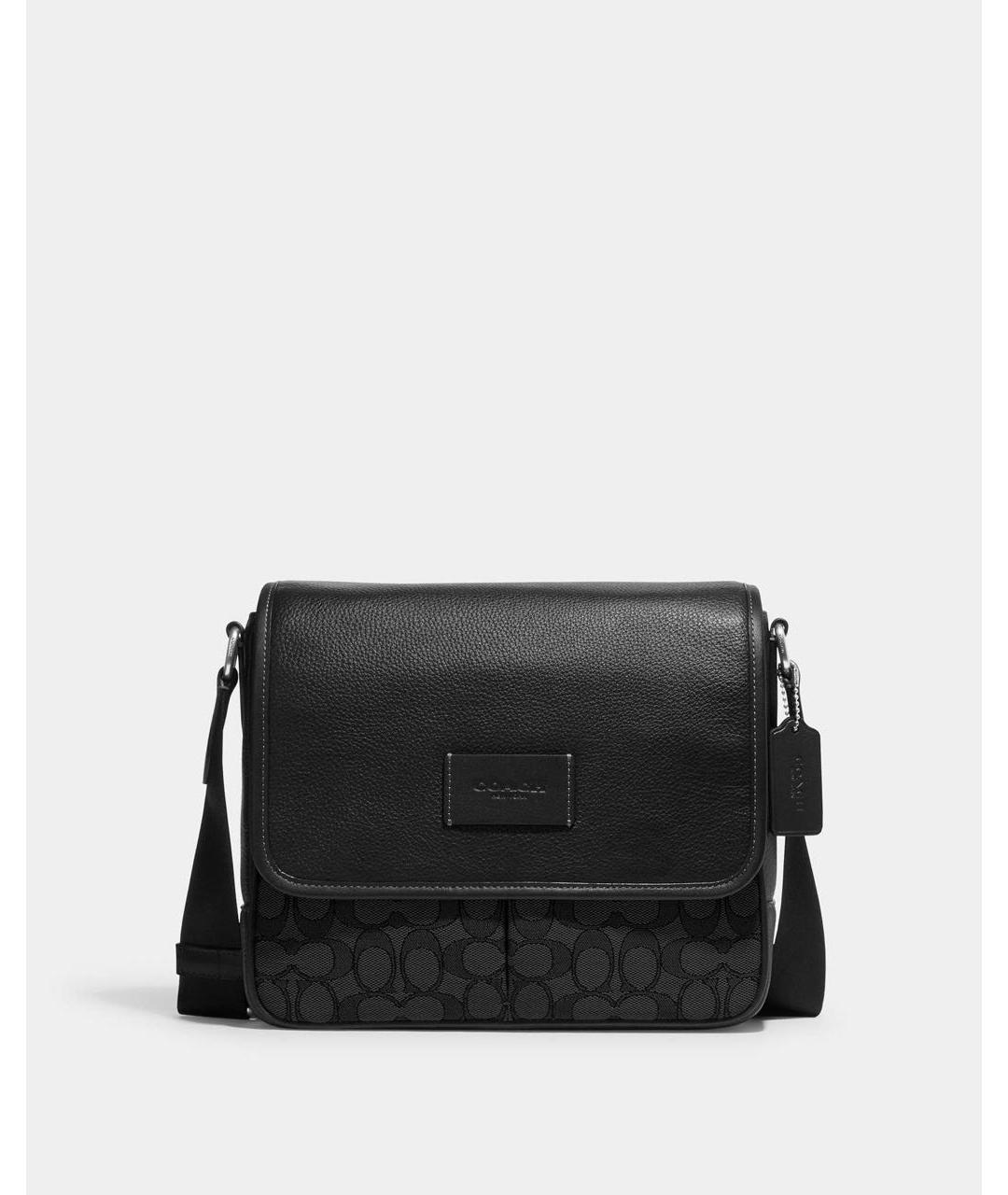 COACH Черная кожаная барсетка, фото 9