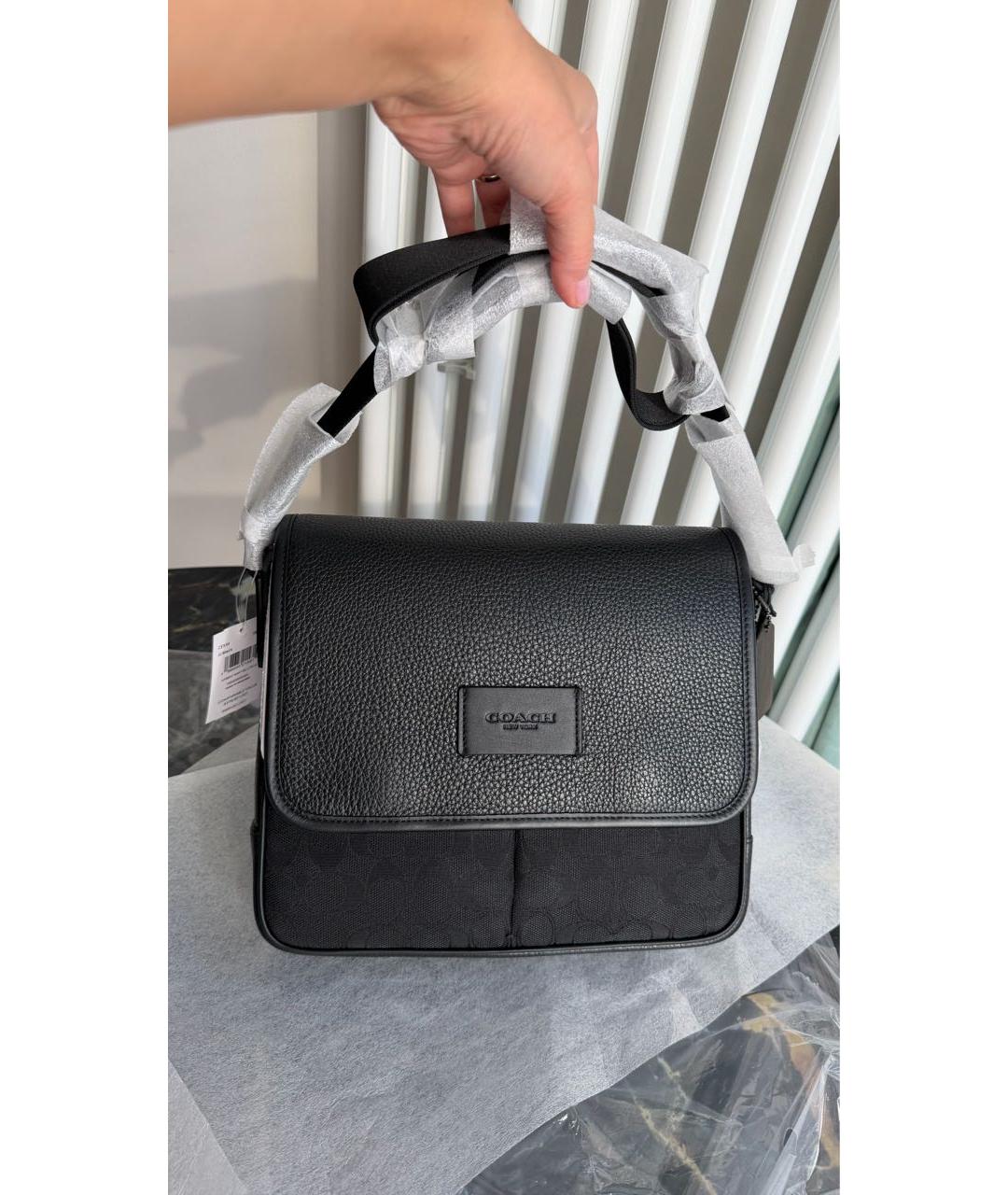 COACH Черная кожаная барсетка, фото 3