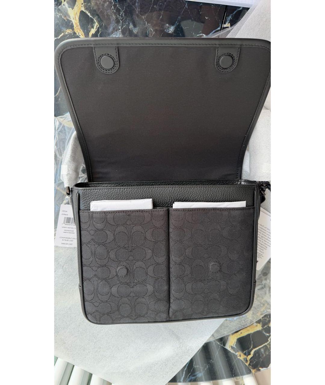 COACH Черная кожаная барсетка, фото 5