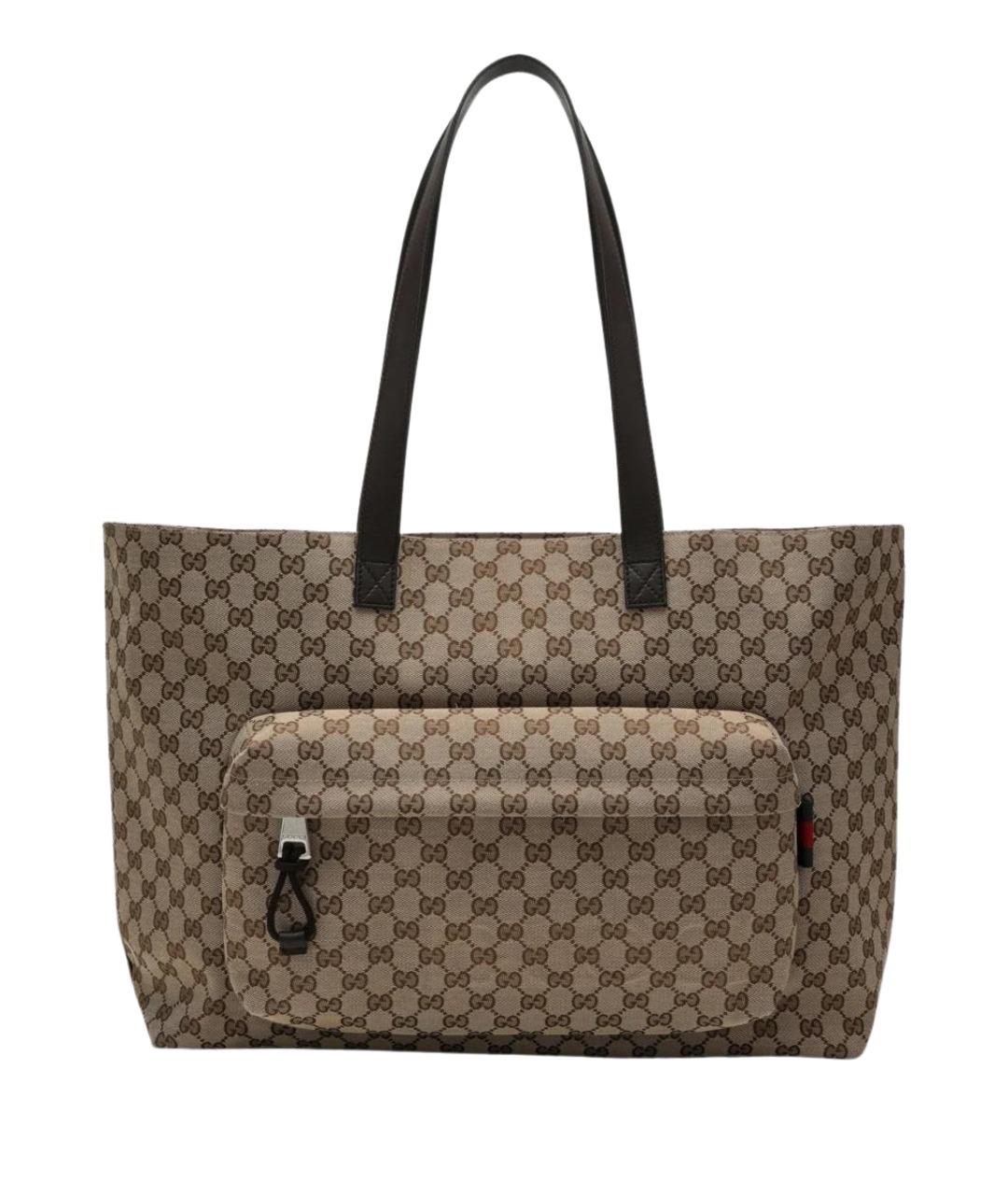 GUCCI Бежевая тканевая сумка тоут, фото 1