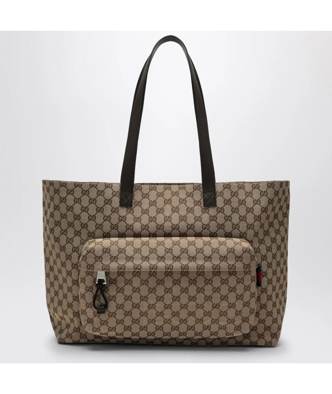 GUCCI Бежевая тканевая сумка тоут, фото 3