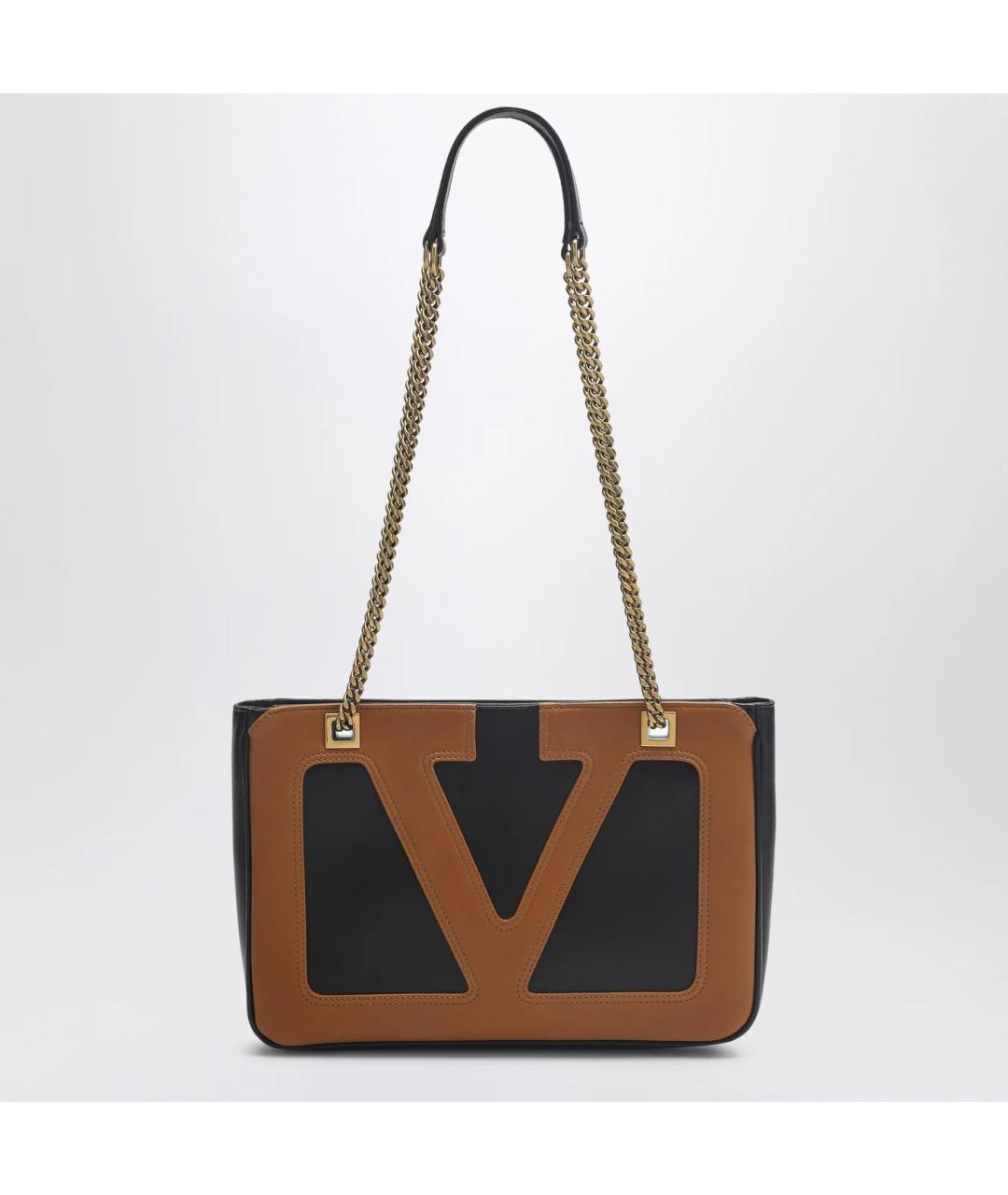 VALENTINO Черная кожаная сумка тоут, фото 3