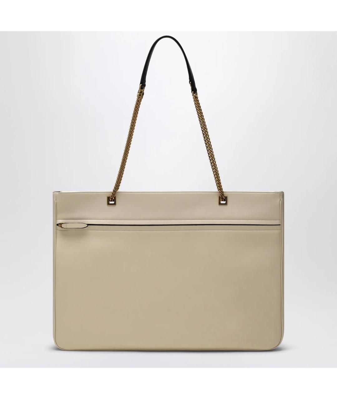 VALENTINO Бежевая кожаная сумка тоут, фото 2