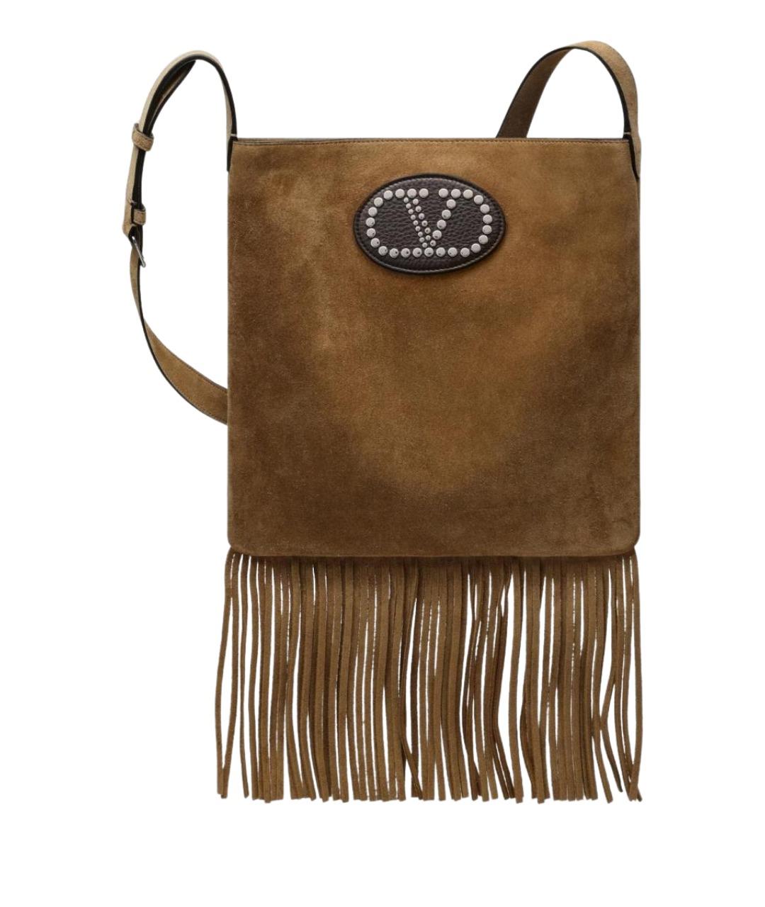 VALENTINO Коричневая замшевая сумка на плечо, фото 1