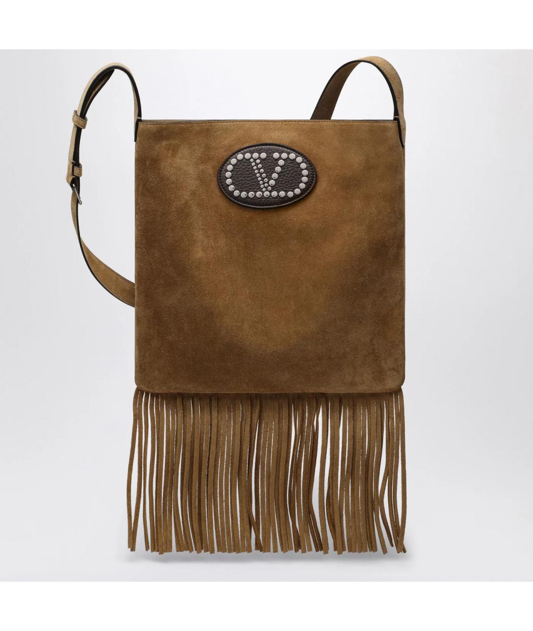 VALENTINO Коричневая замшевая сумка на плечо, фото 3