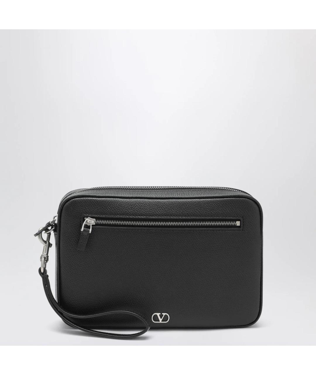 VALENTINO Черная кожаная барсетка, фото 3