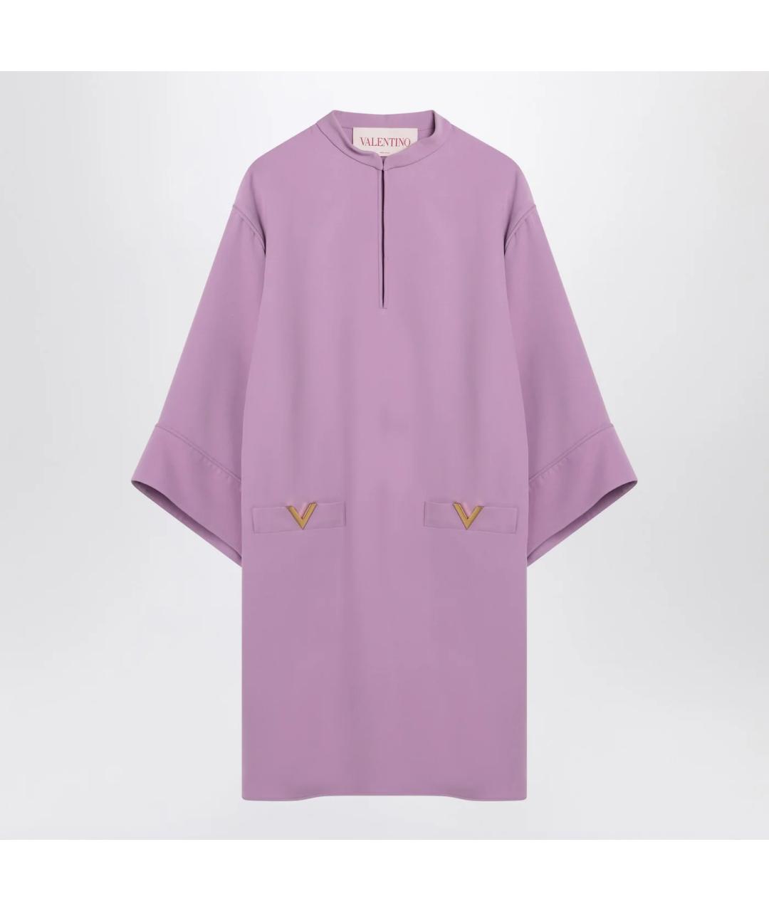 VALENTINO Фиолетовое шерстяное повседневное платье, фото 3