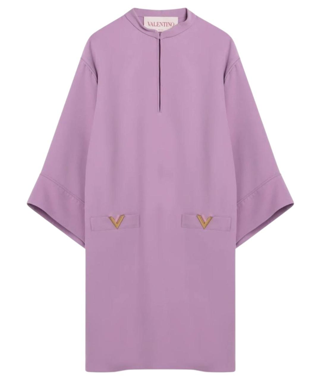 VALENTINO Фиолетовое шерстяное повседневное платье, фото 1