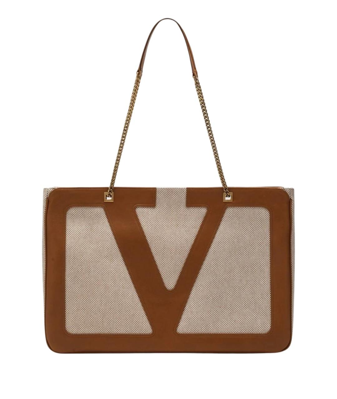 VALENTINO Бежевая хлопковая сумка тоут, фото 1