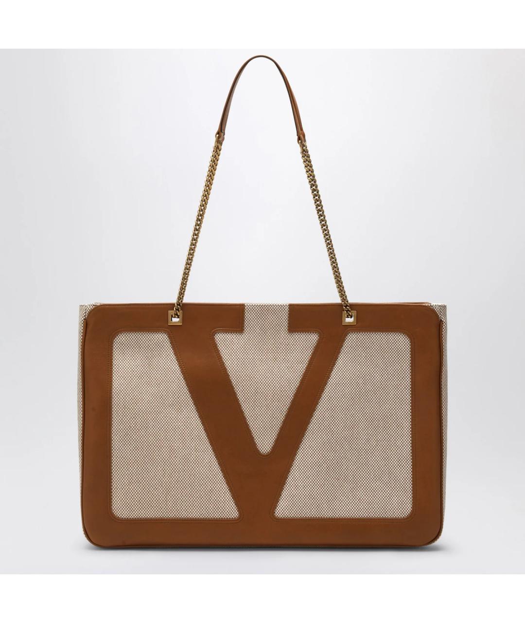 VALENTINO Бежевая хлопковая сумка тоут, фото 3