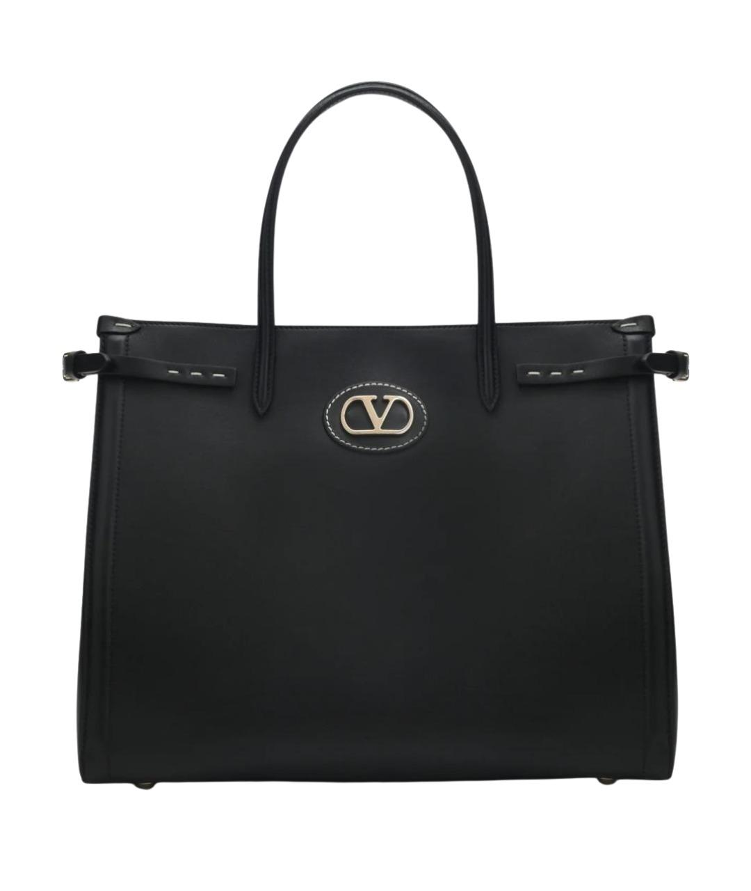 VALENTINO Черная кожаная сумка тоут, фото 1