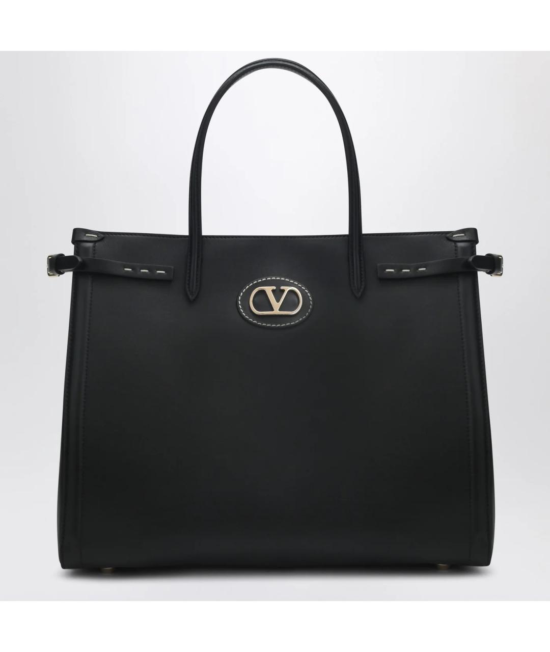 VALENTINO Черная кожаная сумка тоут, фото 3