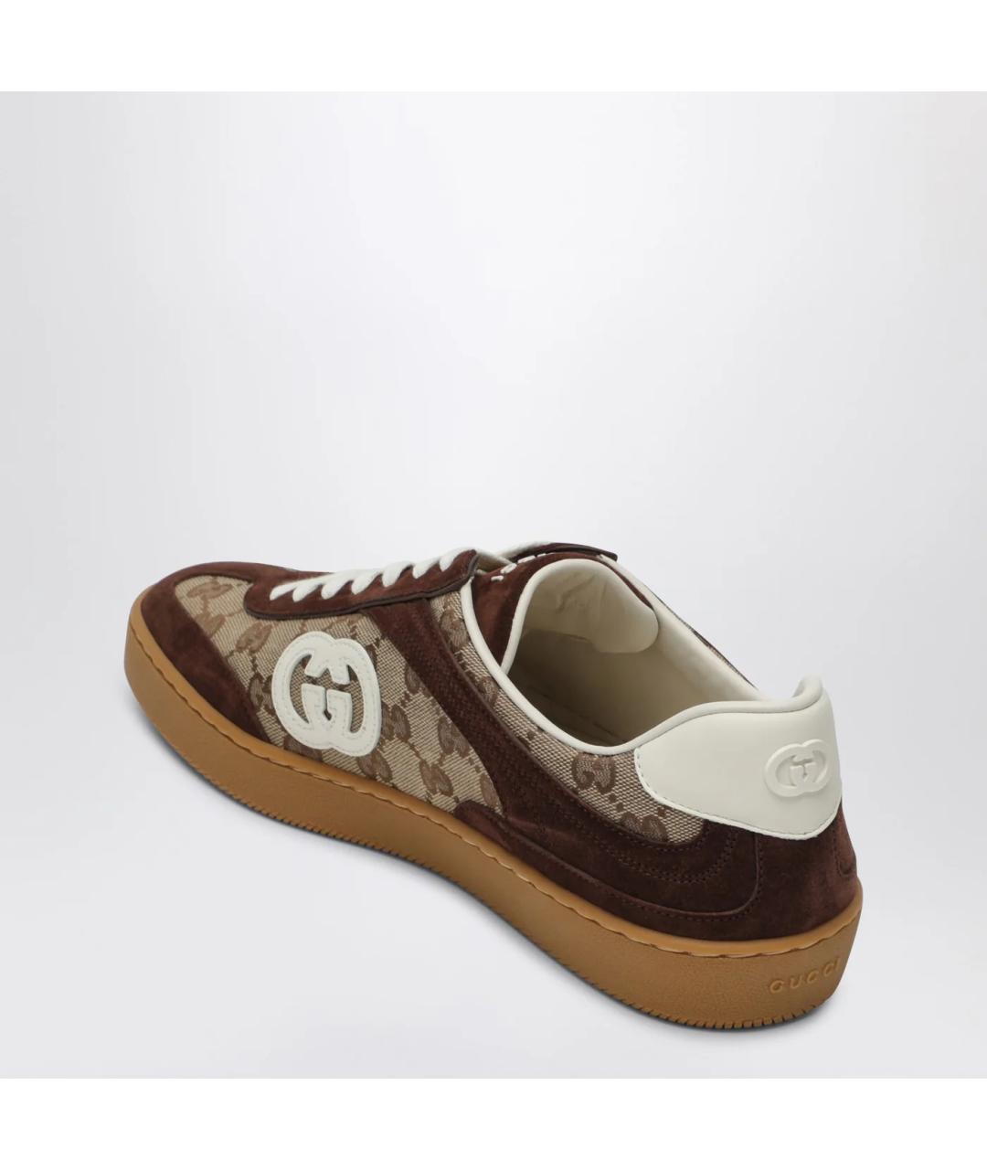 GUCCI Коричневые замшевые низкие кроссовки / кеды, фото 2