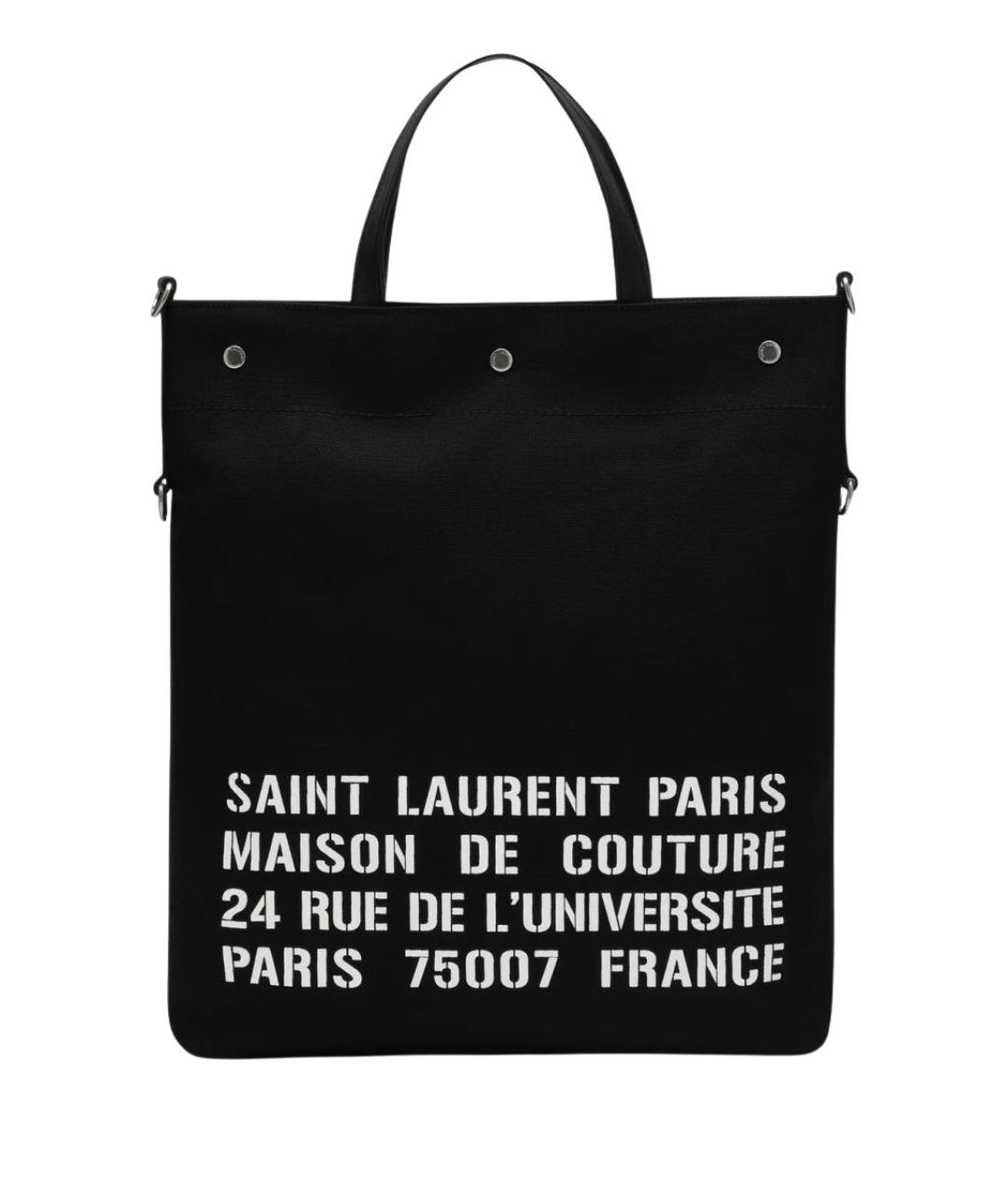 SAINT LAURENT Черная тканевая сумка тоут, фото 1