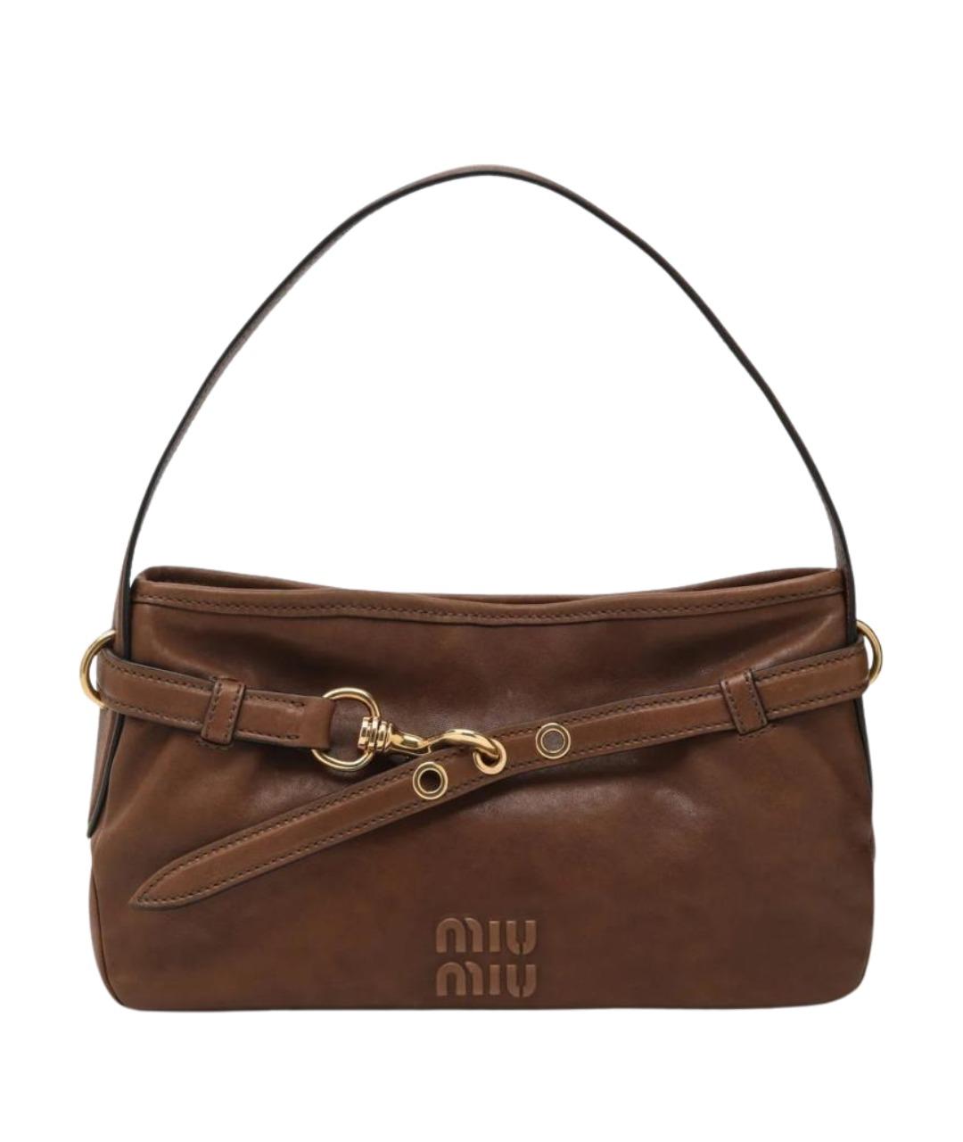 MIU MIU Коричневая кожаная сумка через плечо, фото 1