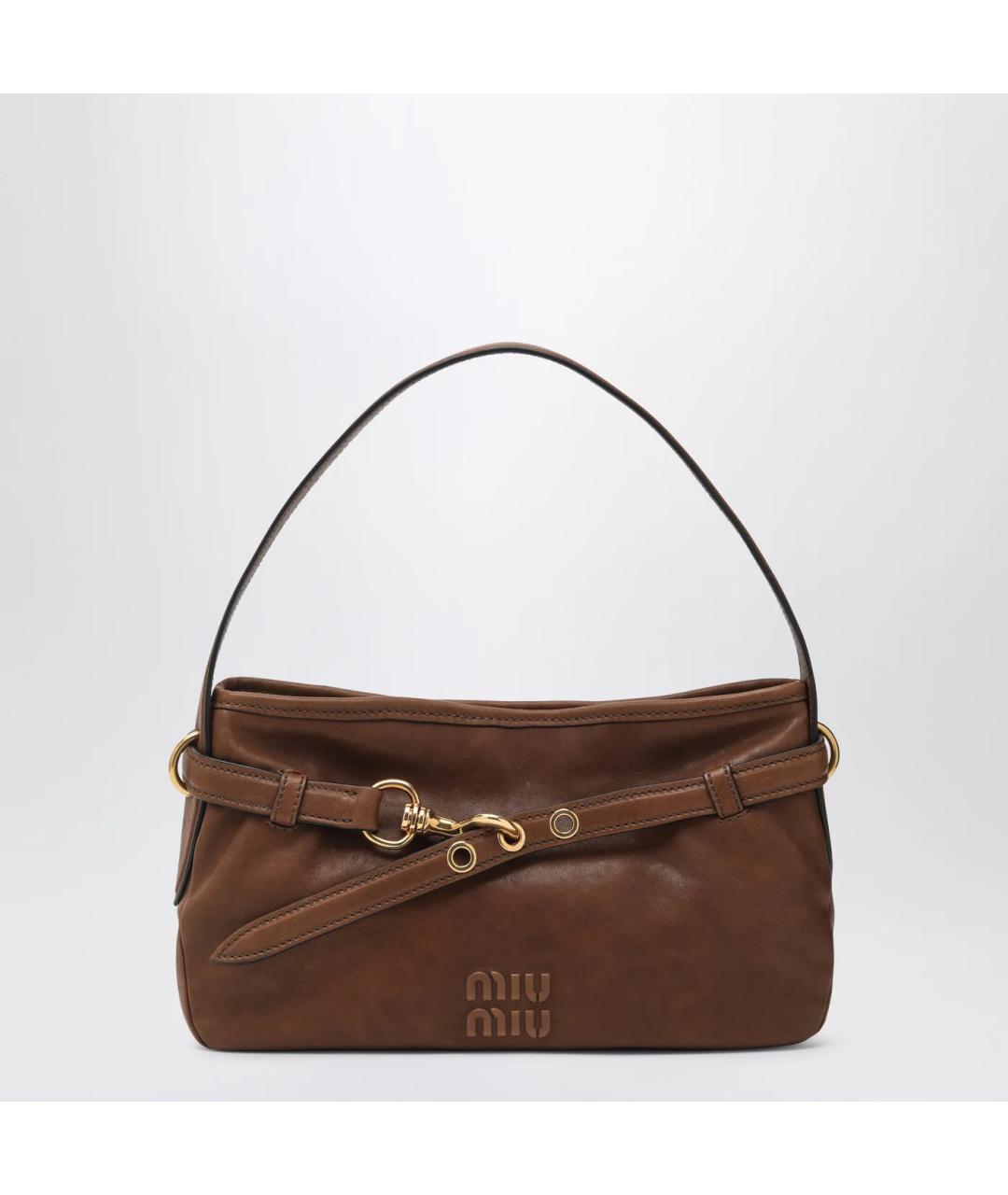 MIU MIU Коричневая кожаная сумка через плечо, фото 3