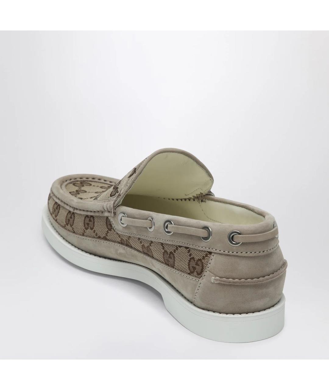 GUCCI Бежевые текстильные лоферы, фото 2