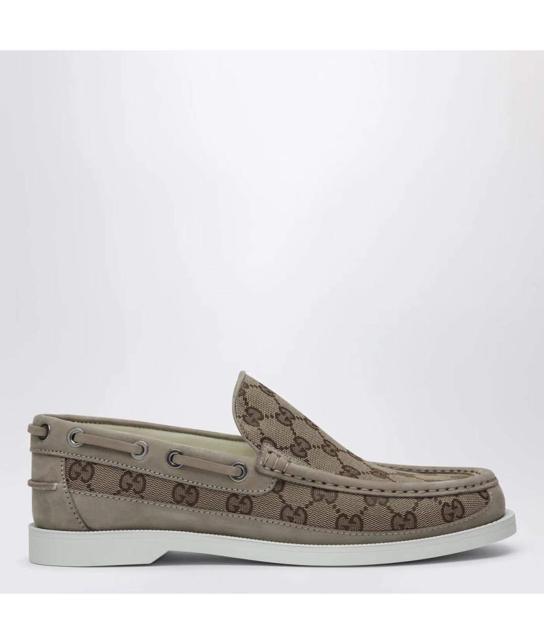 GUCCI Бежевые текстильные лоферы, фото 3