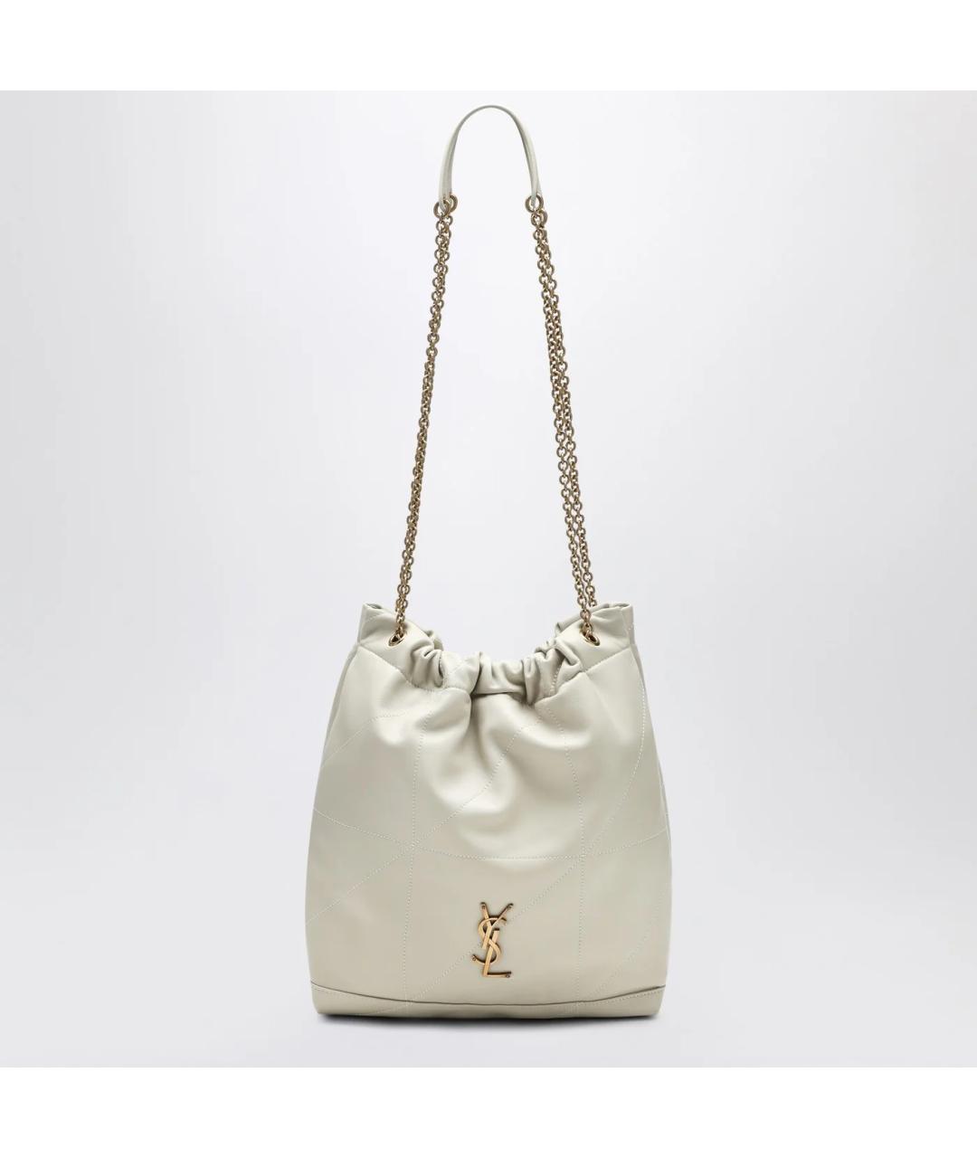 SAINT LAURENT Бежевая кожаная сумка через плечо, фото 3