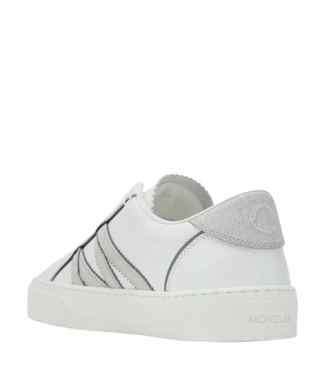 MONCLER Белые кожаные кроссовки, фото 2
