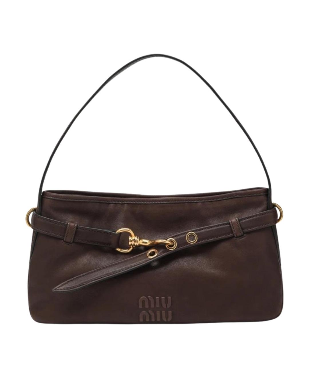 MIU MIU Коричневая кожаная сумка через плечо, фото 1