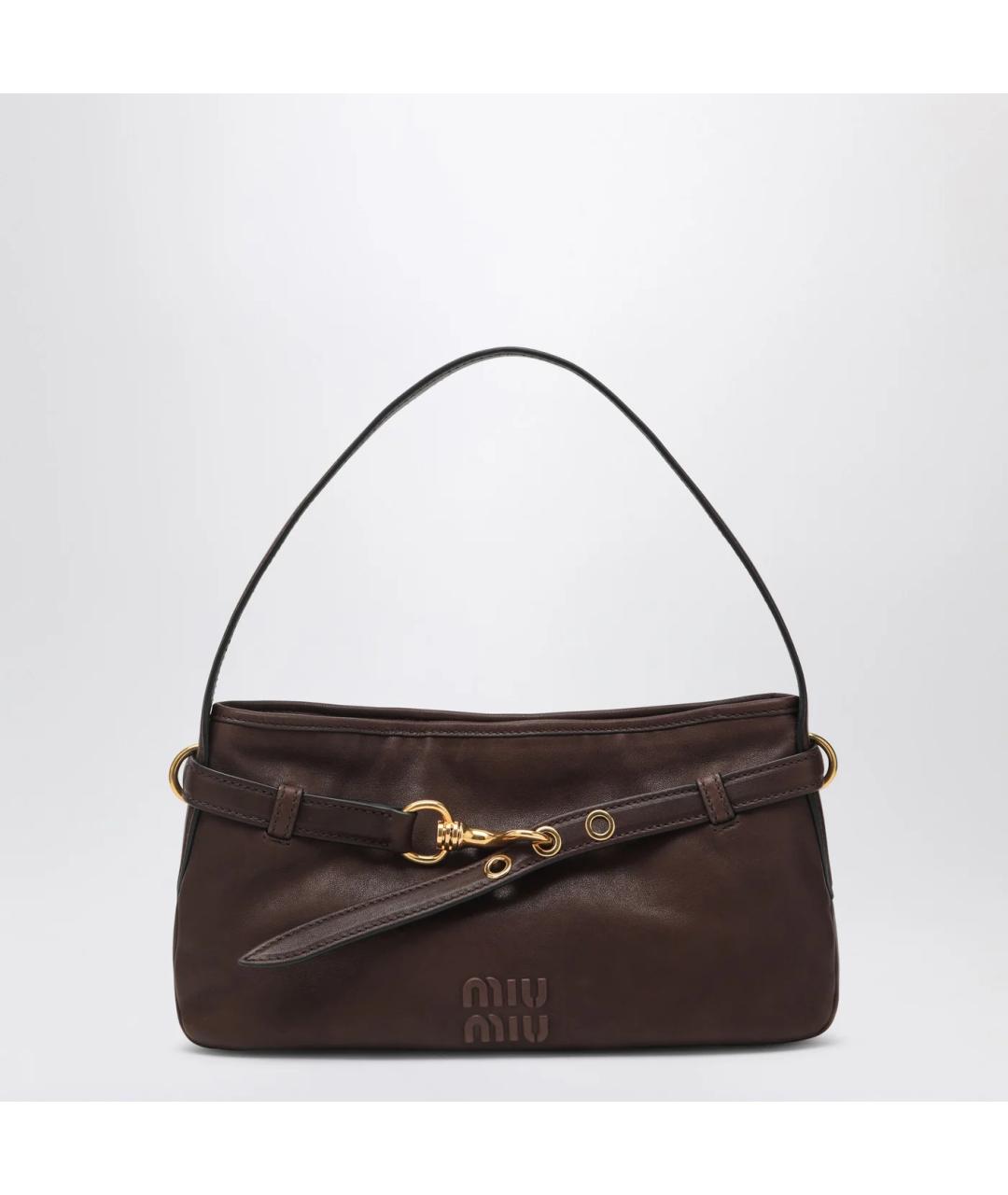 MIU MIU Коричневая кожаная сумка через плечо, фото 3