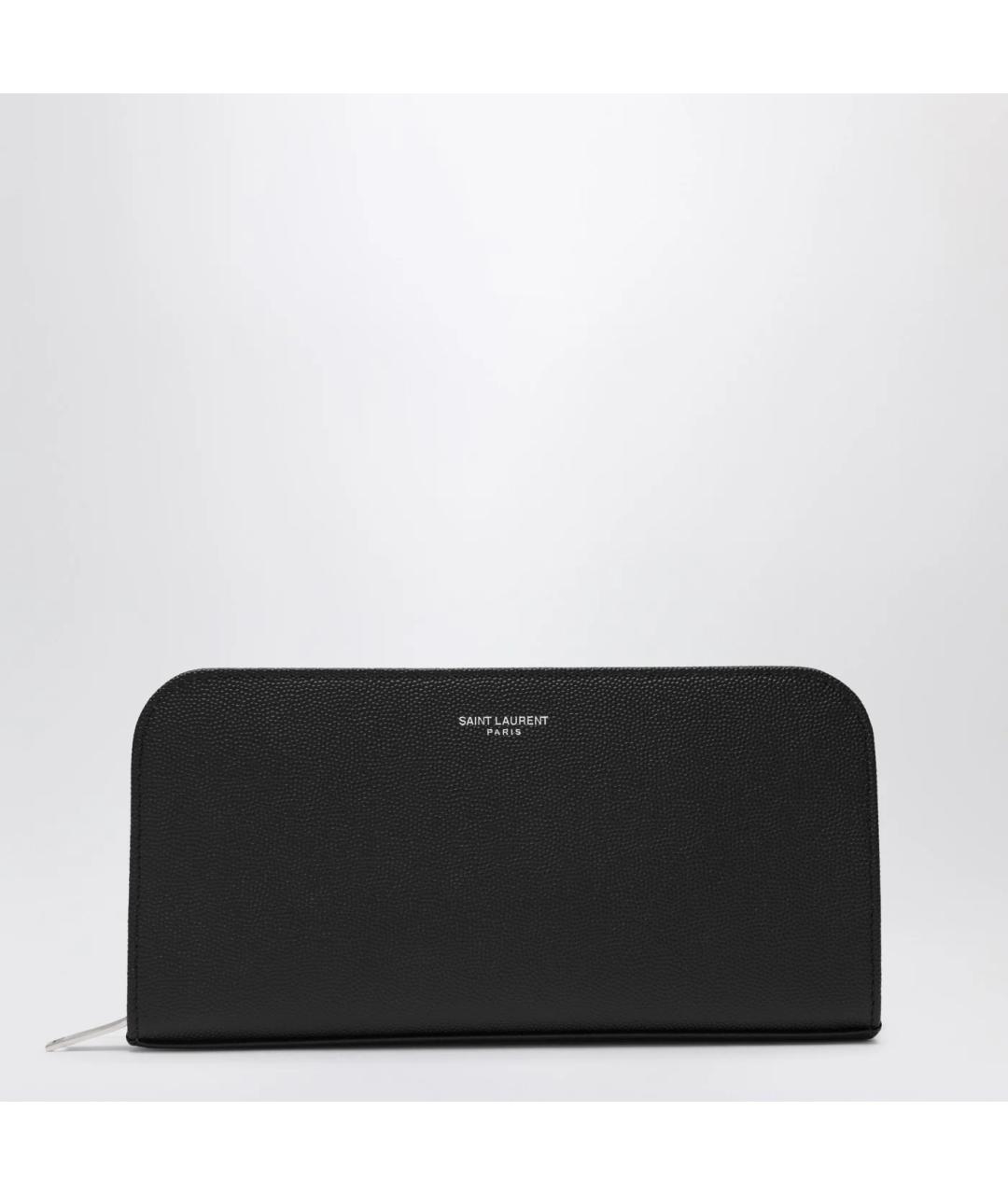 SAINT LAURENT Черный кожаный кошелек, фото 3