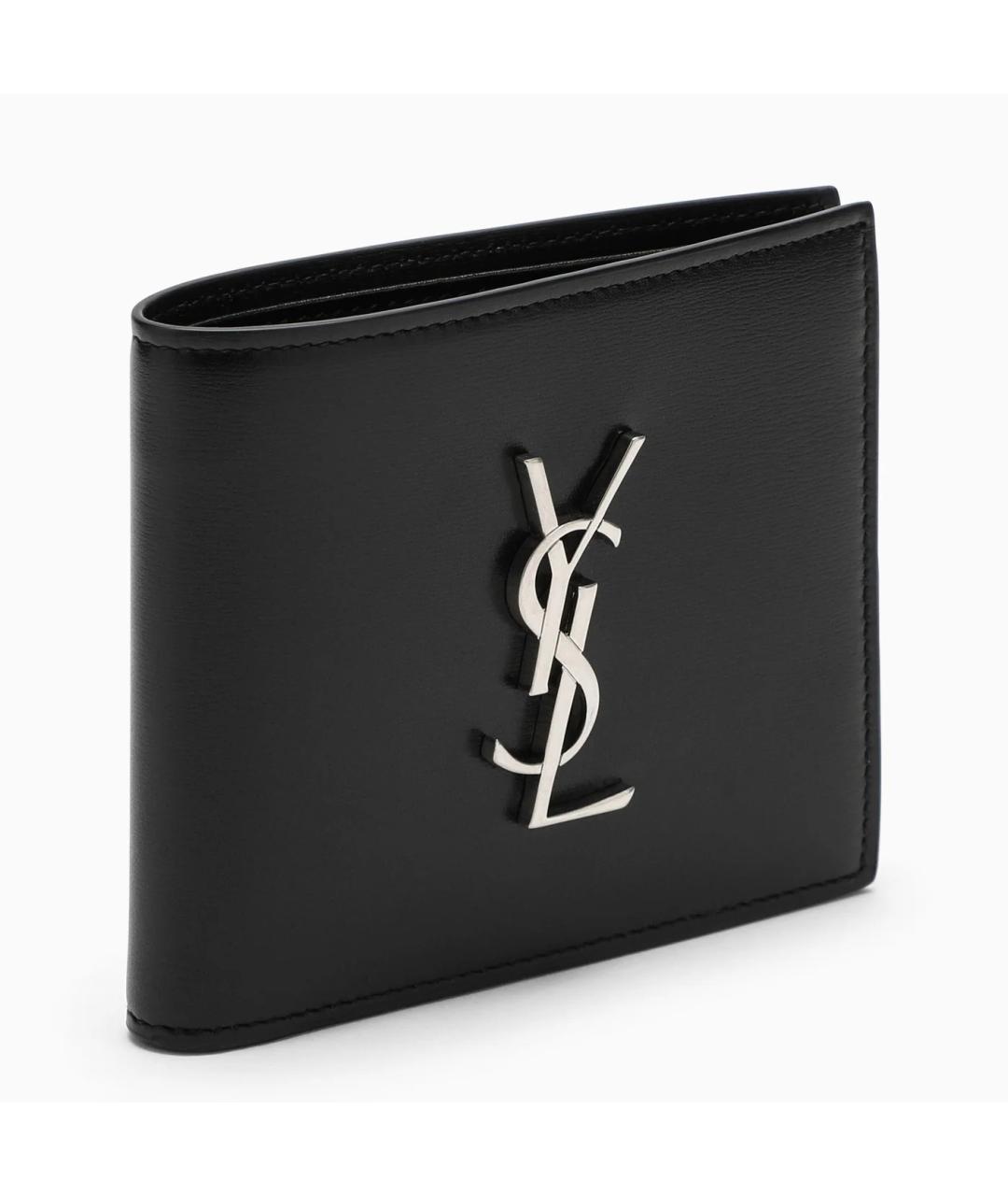 SAINT LAURENT Черный кожаный кошелек, фото 3