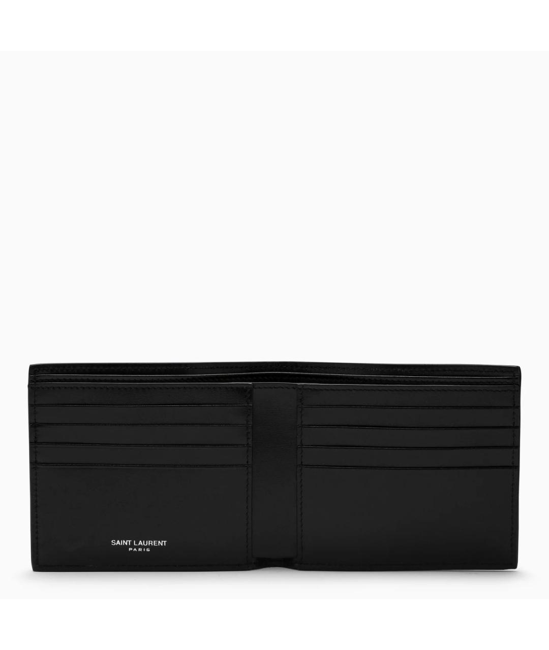 SAINT LAURENT Черный кожаный кошелек, фото 2