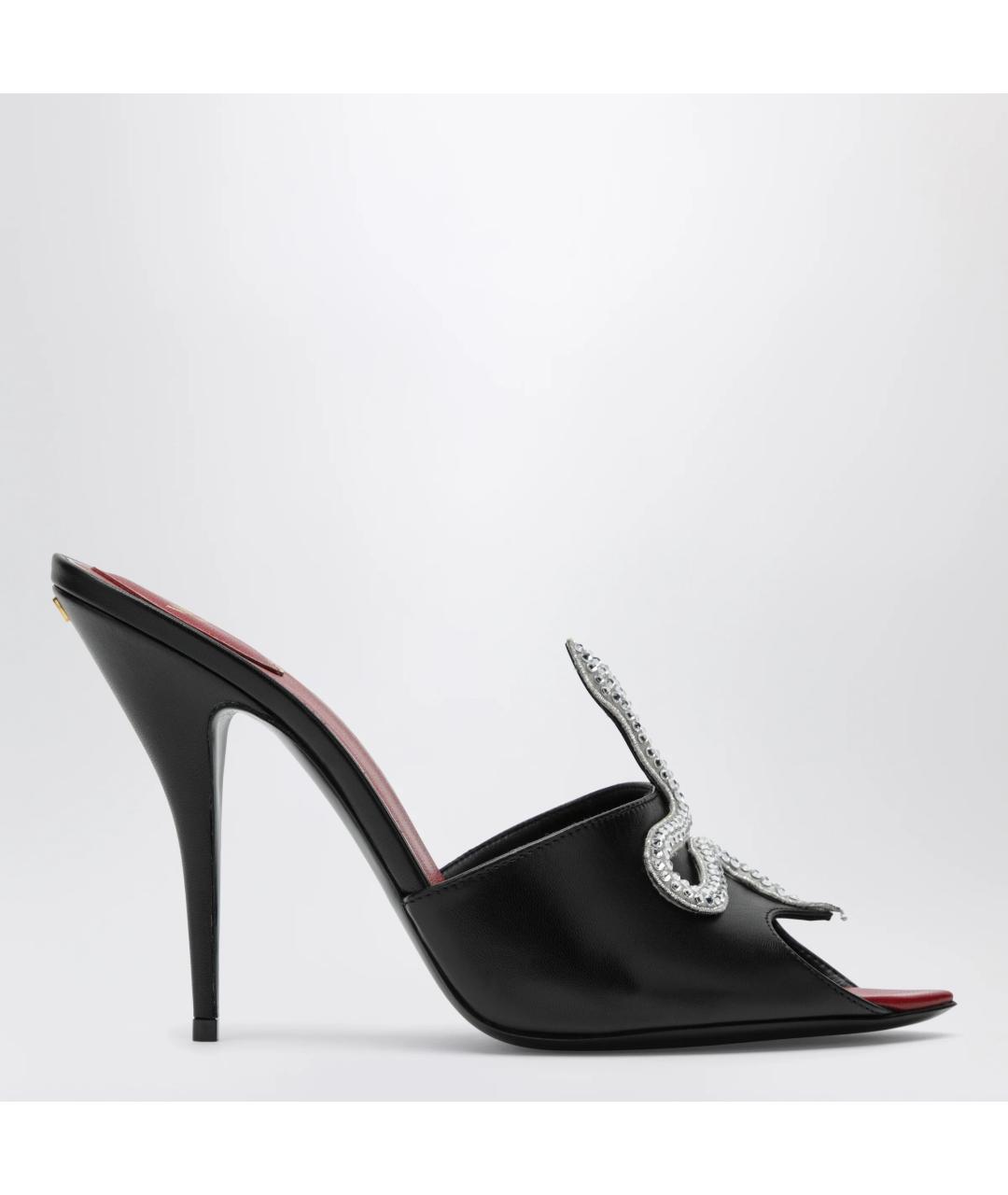 VALENTINO Черные кожаные мюли, фото 3
